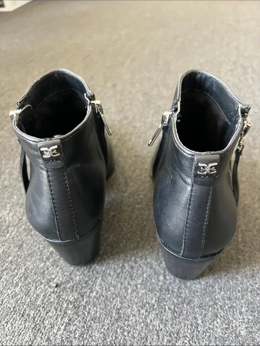 Sam Edelman Black Pointed Leather Buckle Ankle Booties